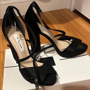 Nina Black Strappy Heels for Women